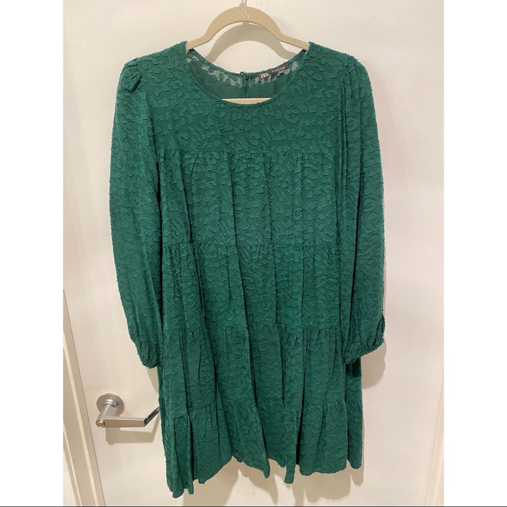 Emerald Green Long Sleeved Baby Doll Dress